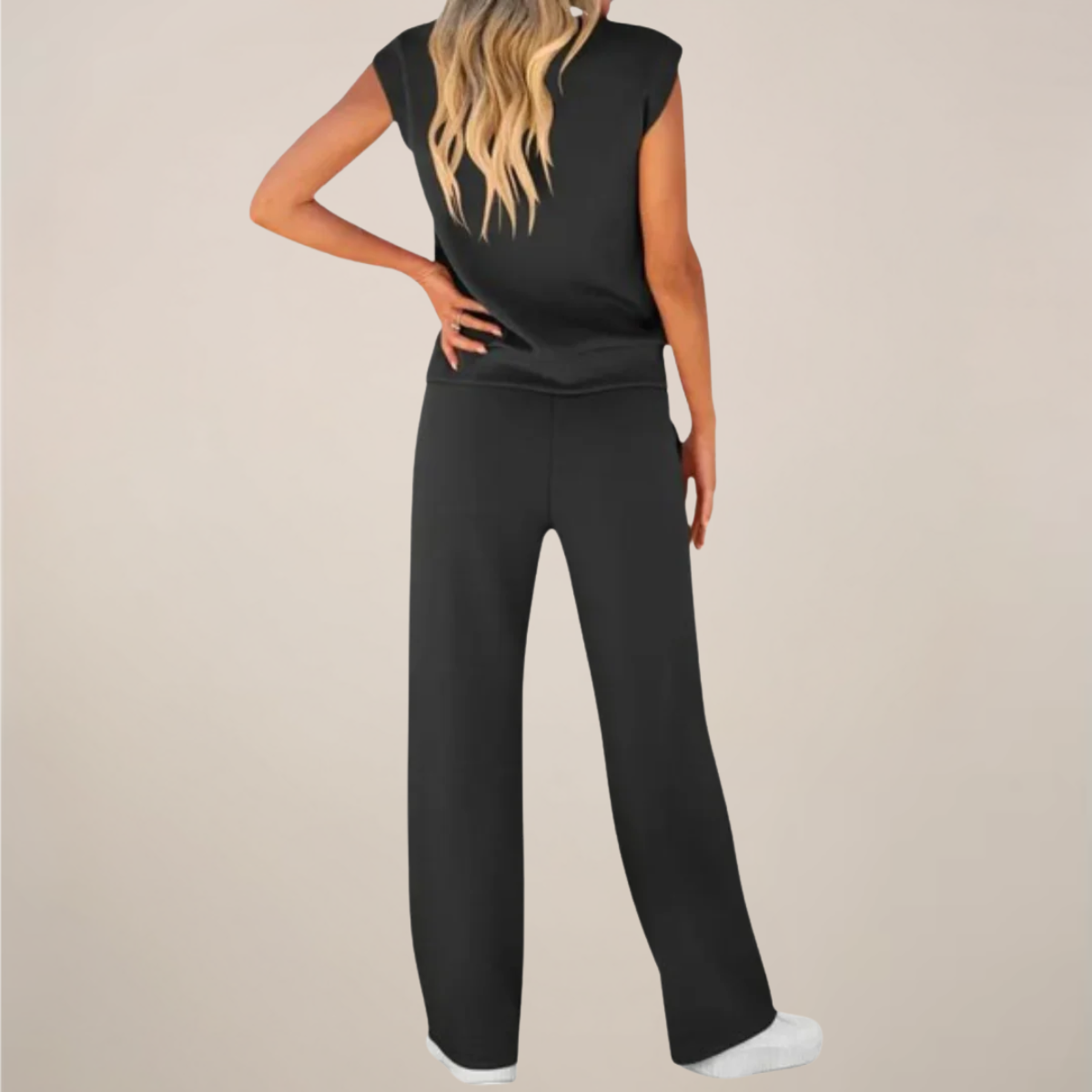 Damen Oberteil Hose Set Ärmellos mit Kordelzug