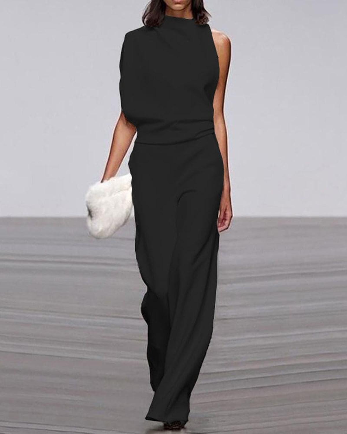 Damen Jumpsuit Weites Bein Elegante Schulterfrei