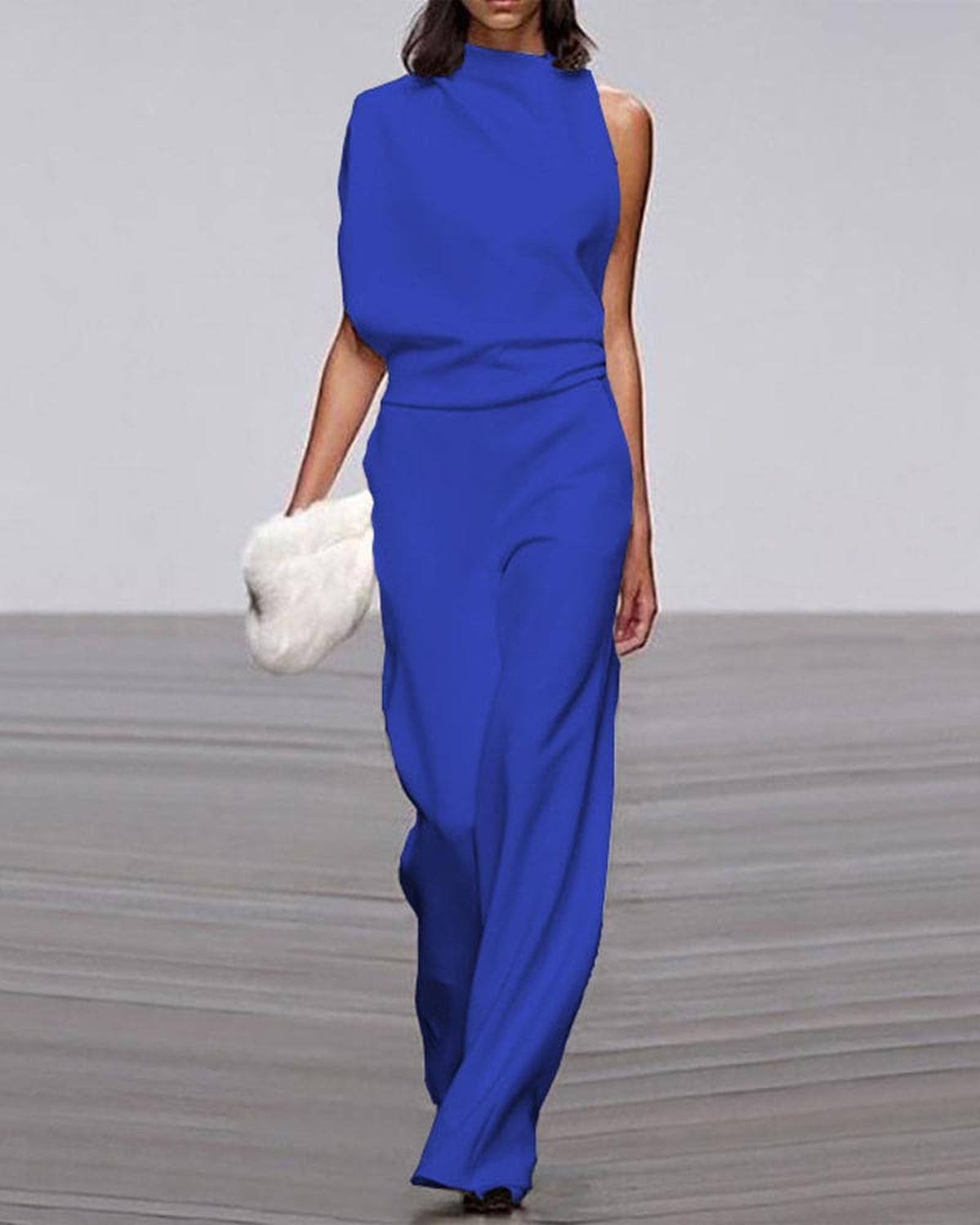 Damen Jumpsuit Weites Bein Elegante Schulterfrei