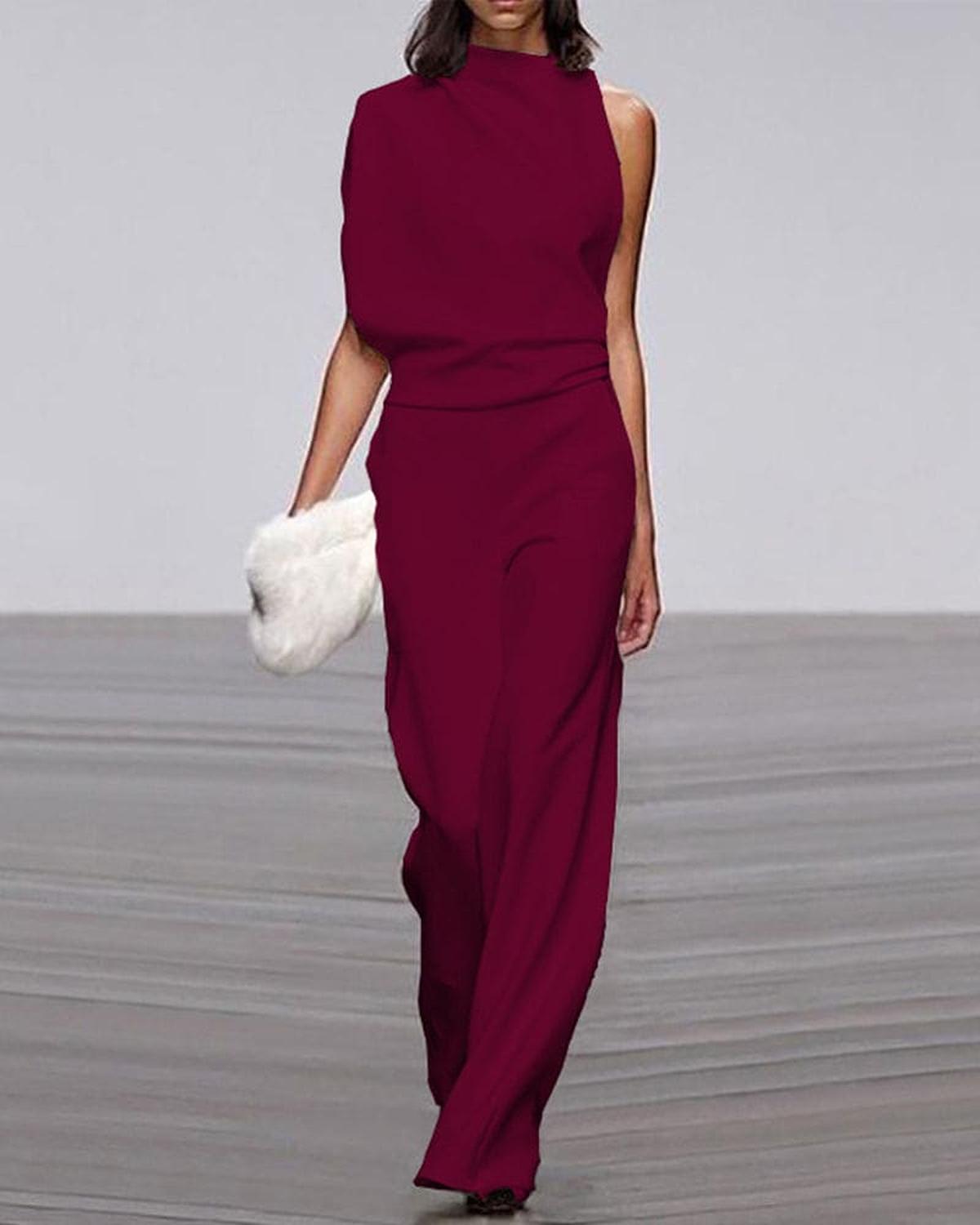Damen Jumpsuit Weites Bein Elegante Schulterfrei