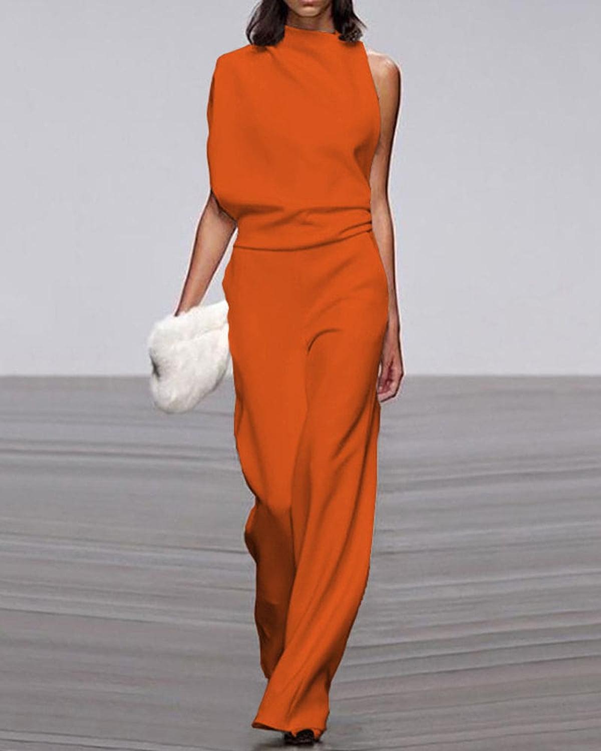 Damen Jumpsuit Weites Bein Elegante Schulterfrei