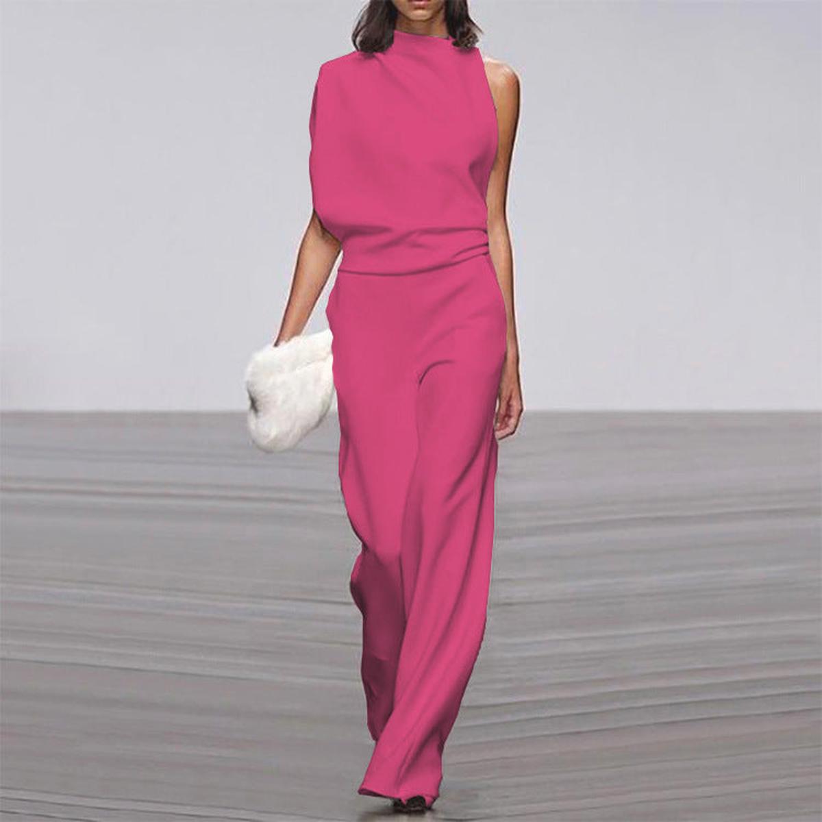 Damen Jumpsuit Weites Bein Elegante Schulterfrei