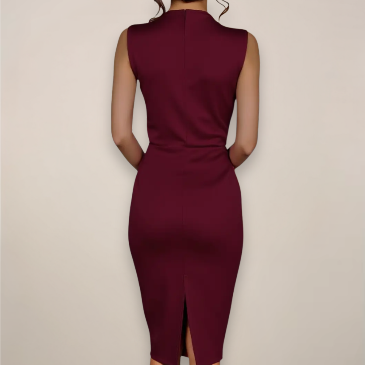 Damen Midikleid Ärmellos Hochhalter Sommerkleid