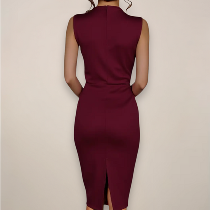 Kleid Damen Klassisch Ärmellos Midikleid Elegannt
