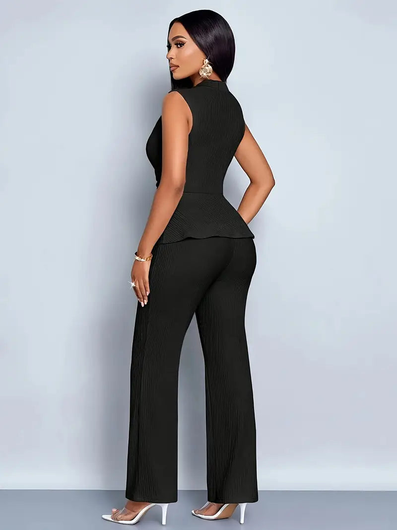 Damen Set Ärmelloses Oberteil und Hose Sommer