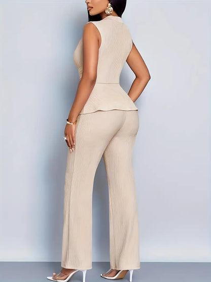 Damen Set Ärmelloses Oberteil und Hose Sommer