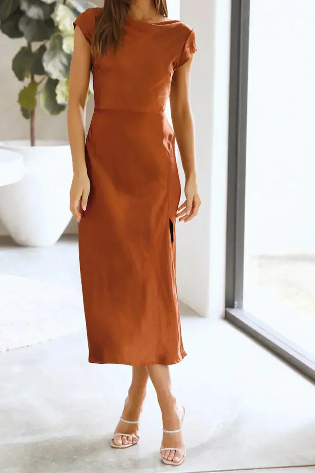Damen Midikleid Einfach Elegant Mit Slip