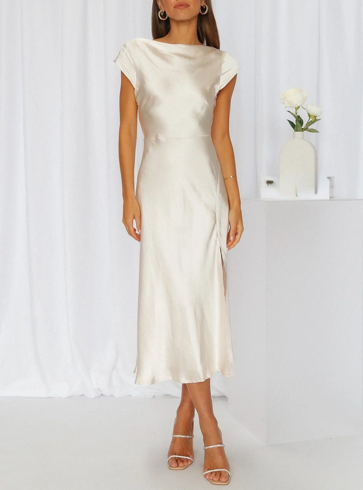 Damen Midikleid Einfach Elegant Mit Slip