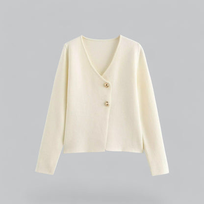 Damen Cardigan Frühling Minimalistisch Mit Knöpfen