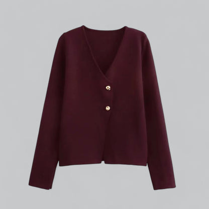 Damen Cardigan Frühling Minimalistisch Mit Knöpfen
