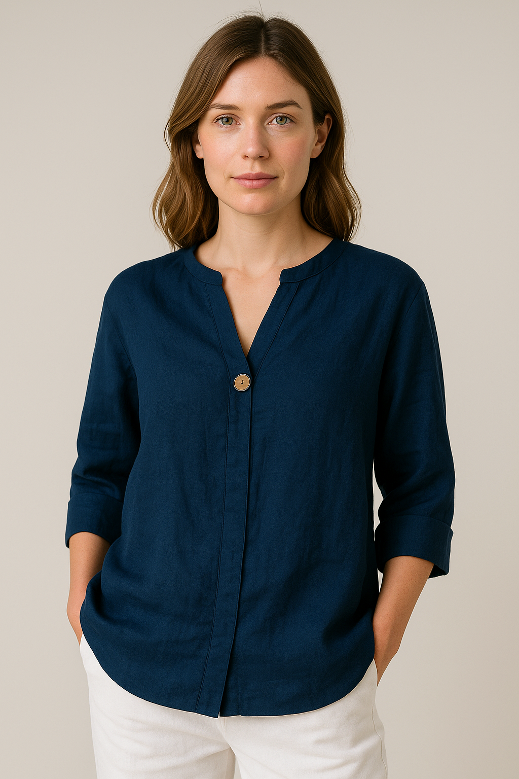 Damen Bluse V-Ausschnitt locker sitzend