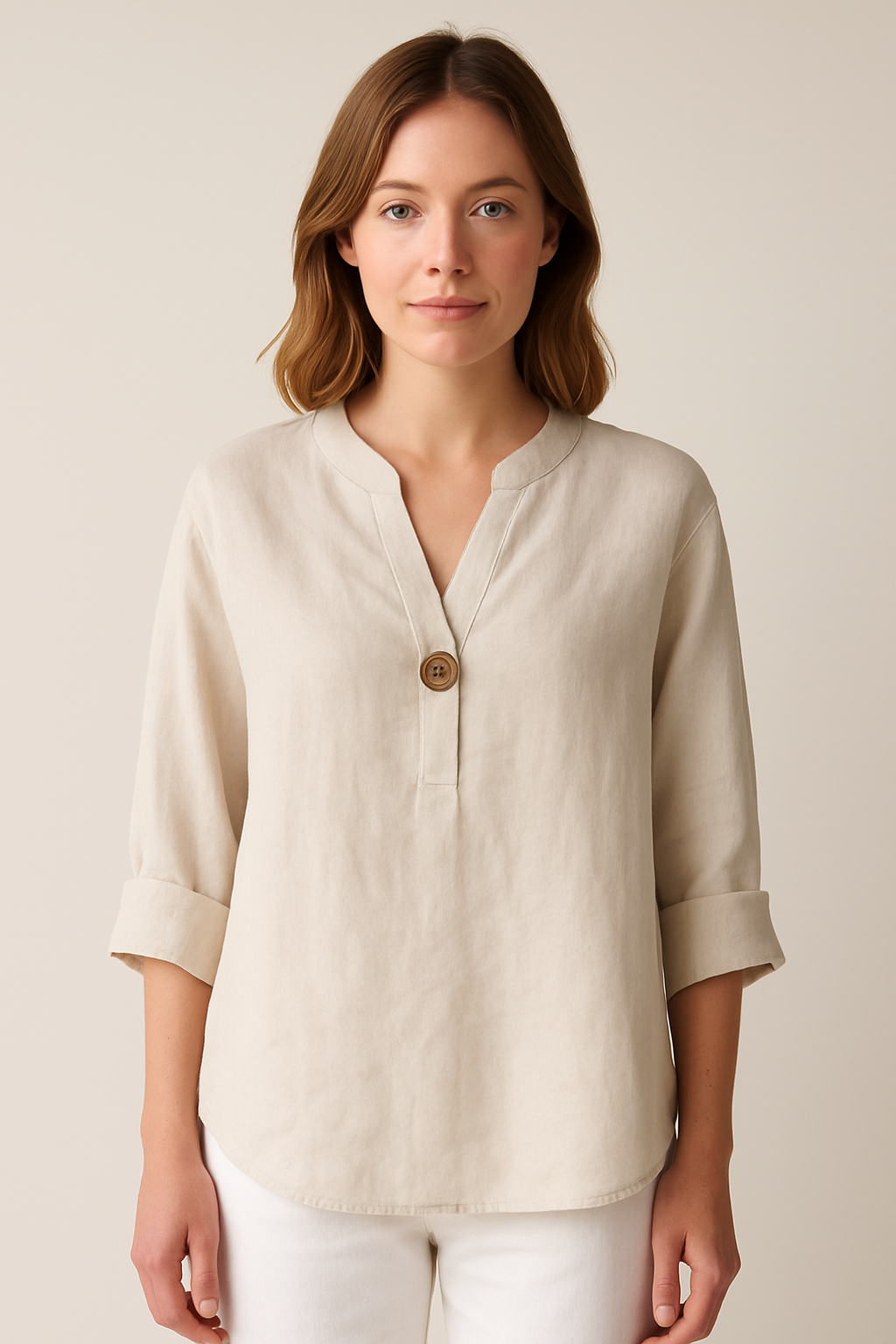 Damen Bluse V-Ausschnitt locker sitzend - BerlinGlamour