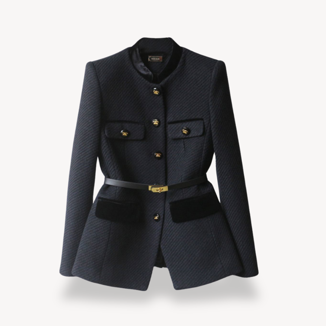 Damen Blazer Maßgeschneidert mit Gürtel und Knöpfen Elegant - BerlinGlamour