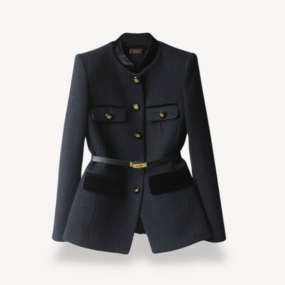 Damen Blazer Maßgeschneidert mit Gürtel und Knöpfen Elegant - BerlinGlamour