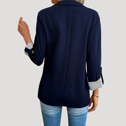 Damen Blazer Slim Fit Einreihig Hochgekrempelte Ärmel