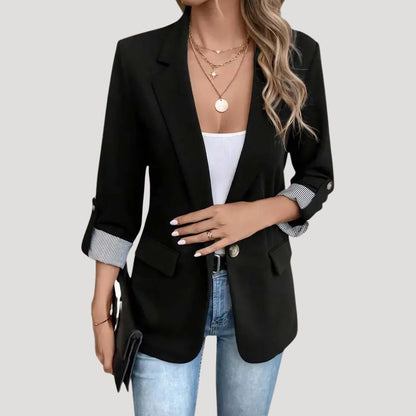 Damen Blazer Slim Fit Einreihig Hochgekrempelte Ärmel