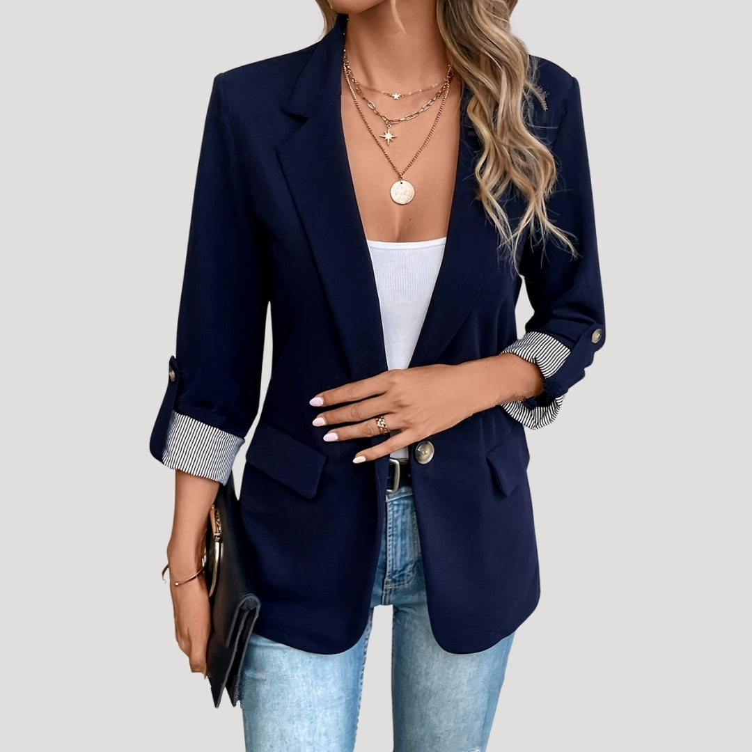 Damen Blazer Slim Fit Einreihig Hochgekrempelte Ärmel - BerlinGlamour
