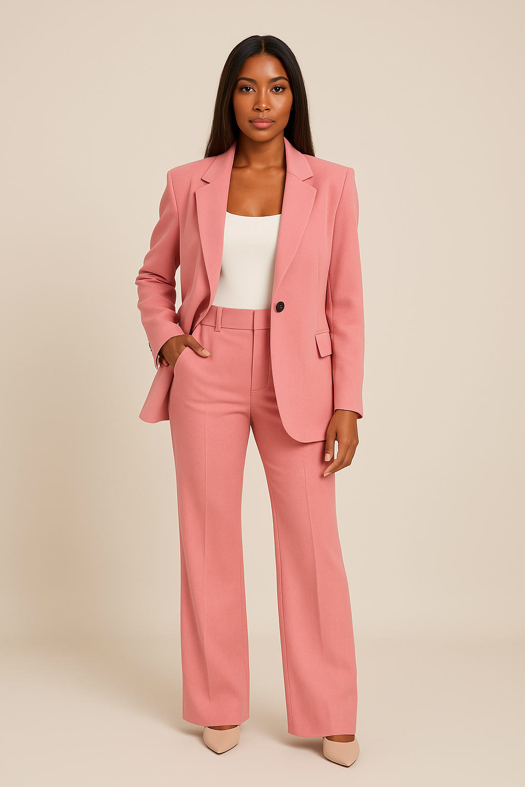 Damen Hosenanzug Set Slim Fit Tailliert