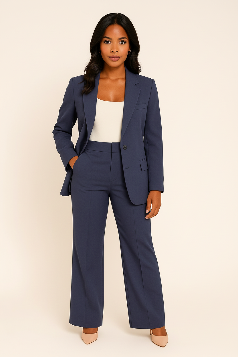 Damen Hosenanzug Set Slim Fit Tailliert
