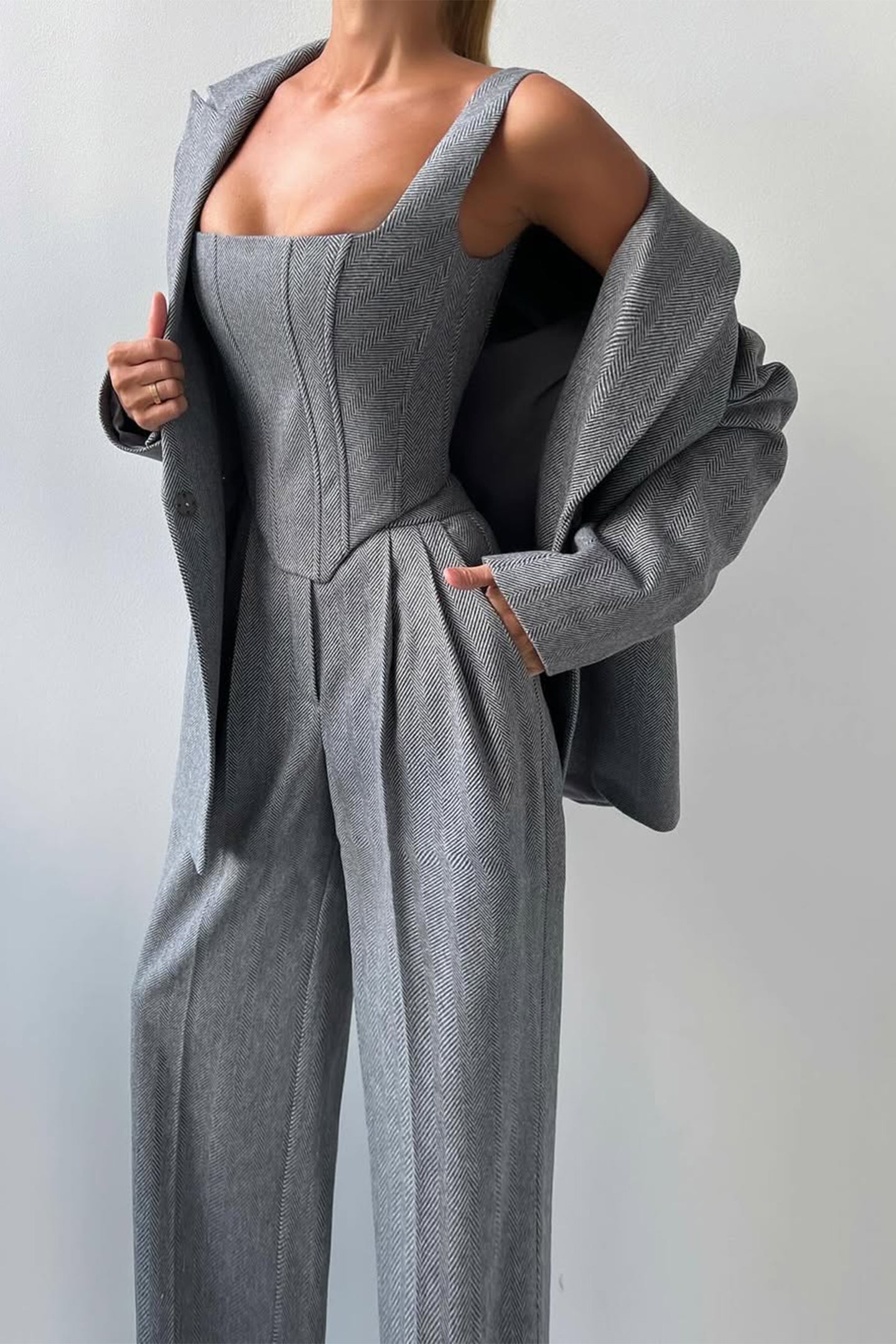 Damen Hosenanzug Dreiteilig Elegant Business