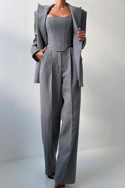 Damen Hosenanzug Dreiteilig Elegant Business