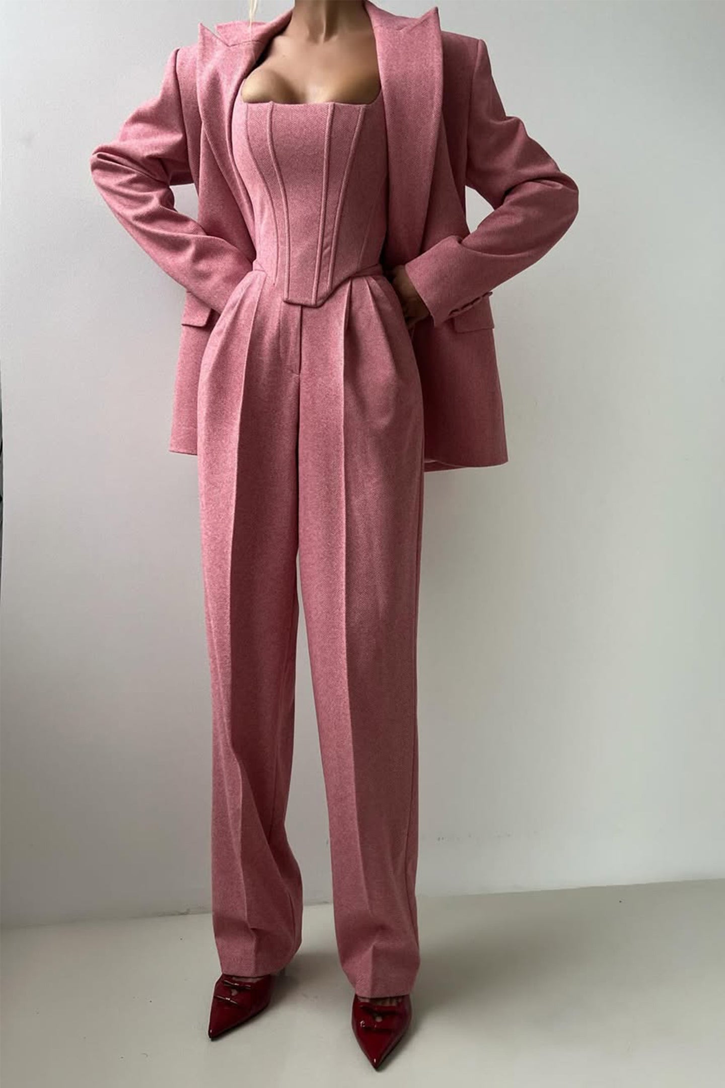 Damen Hosenanzug Dreiteilig Elegant Business