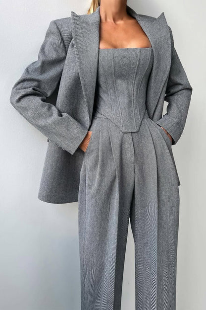 Damen Hosenanzug Dreiteilig Elegant Business - BerlinGlamour