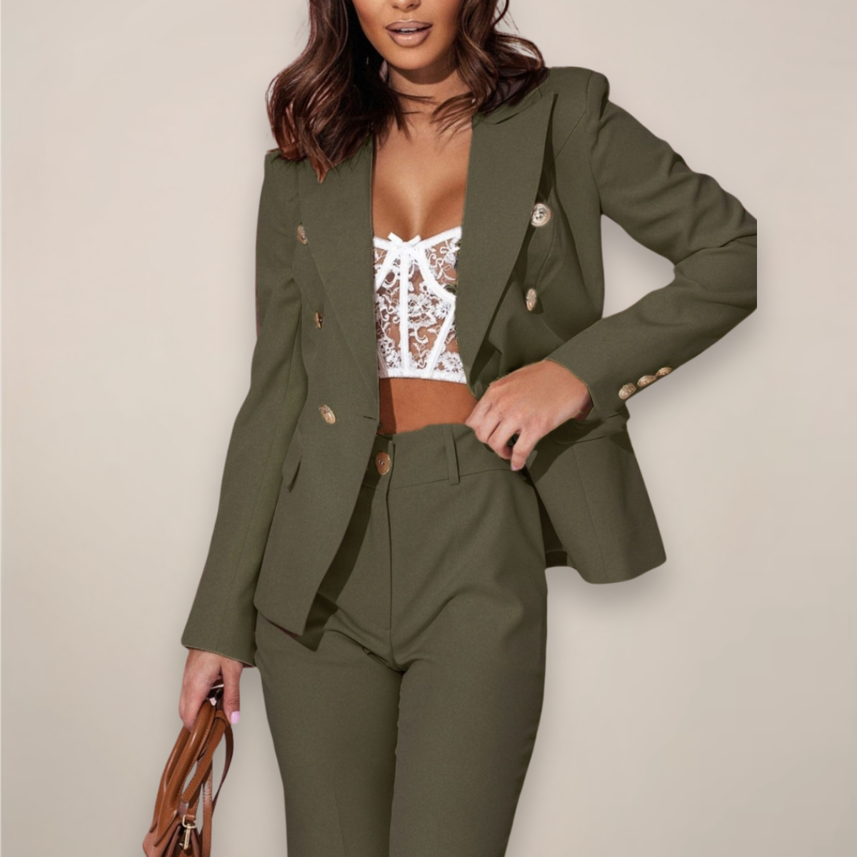 Damen Blazer-Anzug Zweiteilig Maßgeschneidert Modern