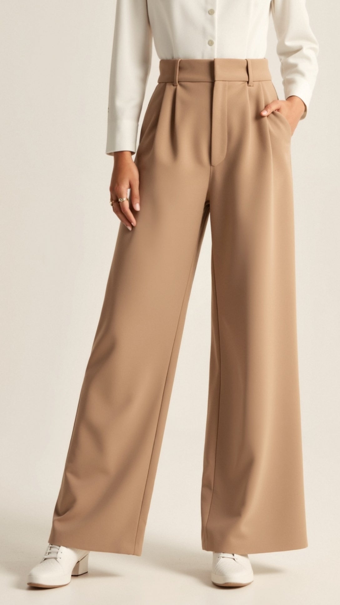 Damen Hose Weitbeinig Hochtauig Komfortabel