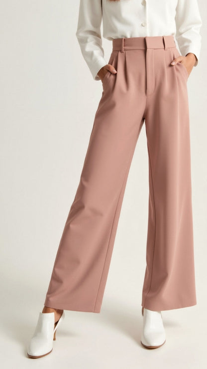 Damen Hose Weitbeinig Hochtauig Komfortabel