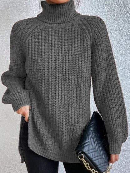 Damen Rollkragenpullover Weich Geschnürt Elegант