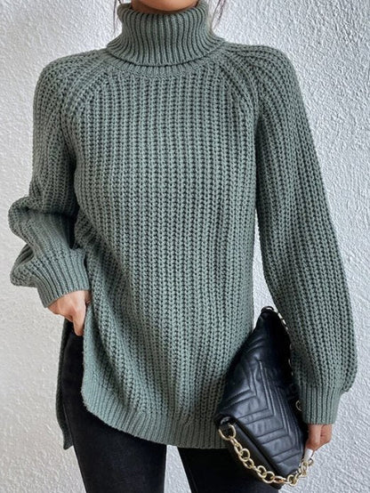 Damen Rollkragenpullover Weich Geschnürt Elegант