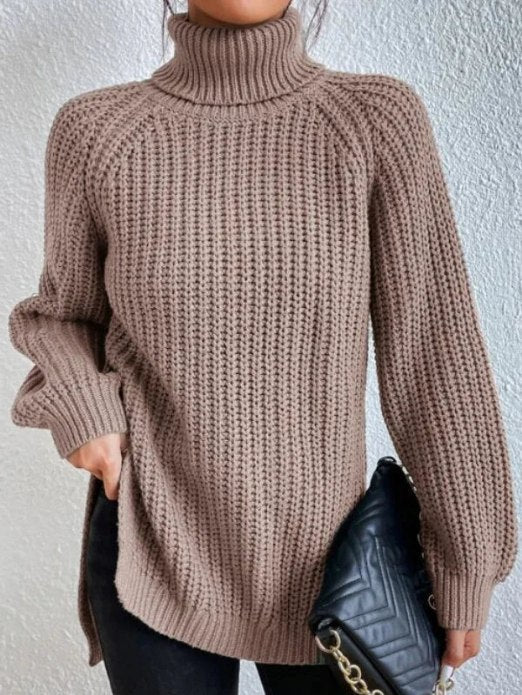 Damen Rollkragenpullover Weich Geschnürt Elegант