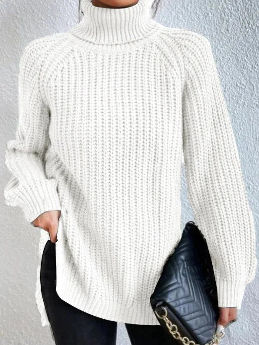 Damen Rollkragenpullover Weich Geschnürt Elegант