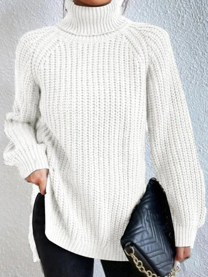Damen Rollkragenpullover Weich Geschnürt Elegант