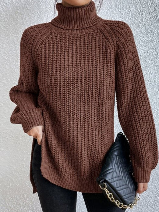 Damen Rollkragenpullover Weich Geschnürt Elegант