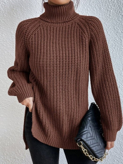 Damen Rollkragenpullover Weich Geschnürt Elegант