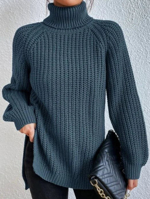 Damen Rollkragenpullover Weich Geschnürt Elegант