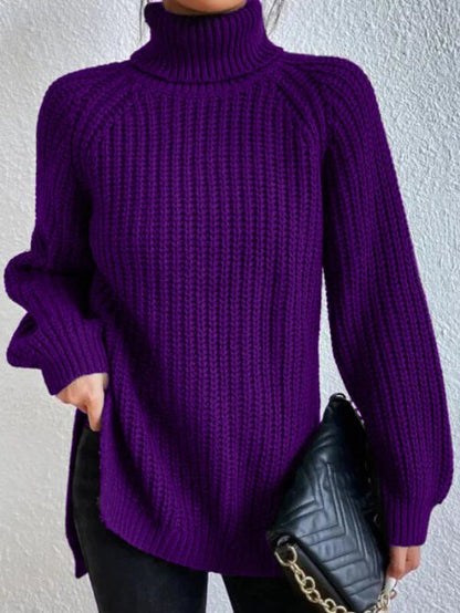 Damen Rollkragenpullover Weich Geschnürt Elegант