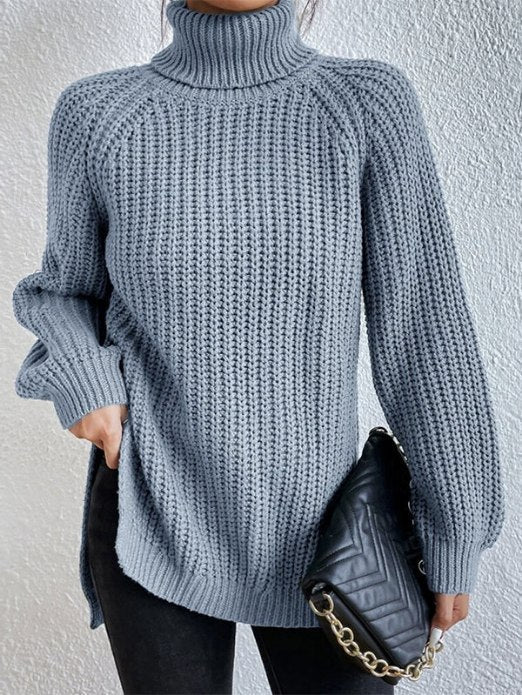 Damen Rollkragenpullover Weich Geschnürt Elegант