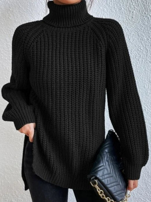 Damen Rollkragenpullover Weich Geschnürt Elegант - BerlinGlamour