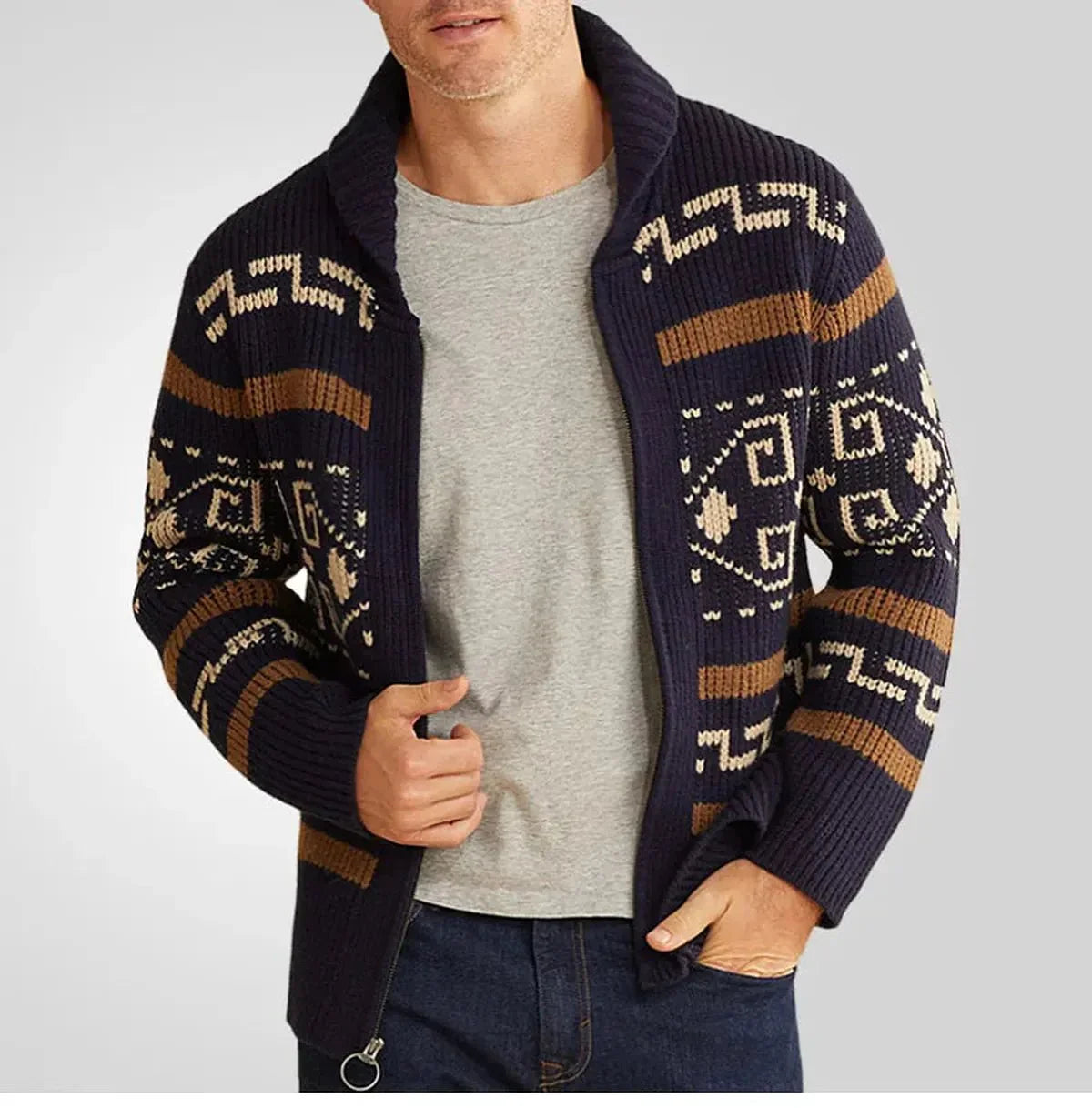 Herren Strickjacke Lässig Warm Muster