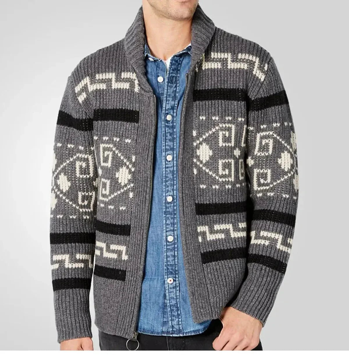 Herren Strickjacke Lässig Warm Muster