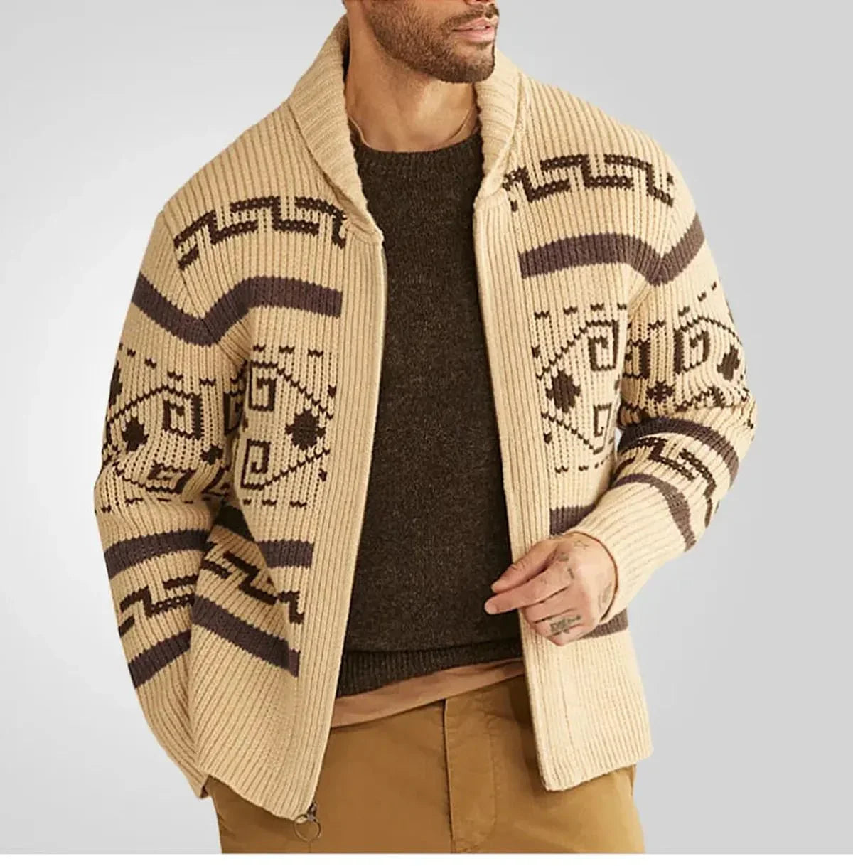 Herren Strickjacke Lässig Warm Muster - BerlinGlamour