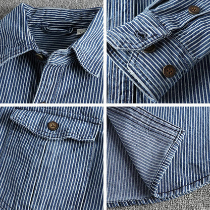 Herrenhemd Denim Vintage Classic Blau