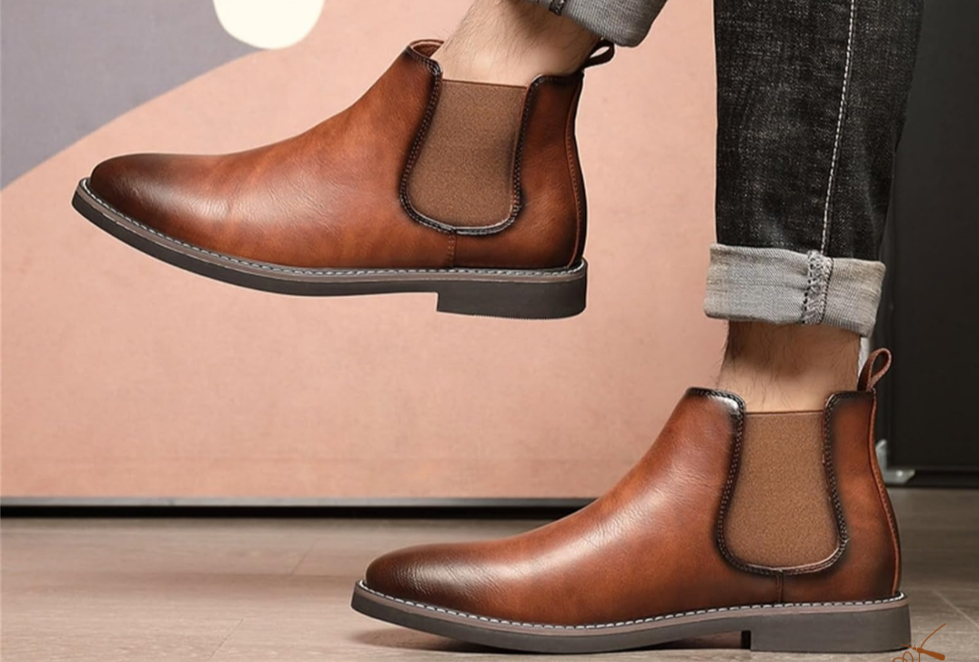 Herren Chelsea Boots Lederschuhe Komfortabel