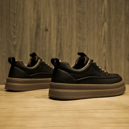 Leder Sneaker Herren Schwarz Sportlich