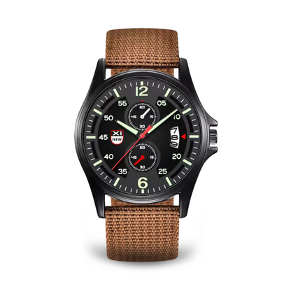Herrenuhr Militärstil Quarz Sportuhr Schwarz