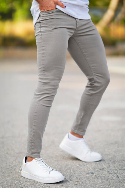 Schmale Herren Jeans Hellgrau Slim Fit