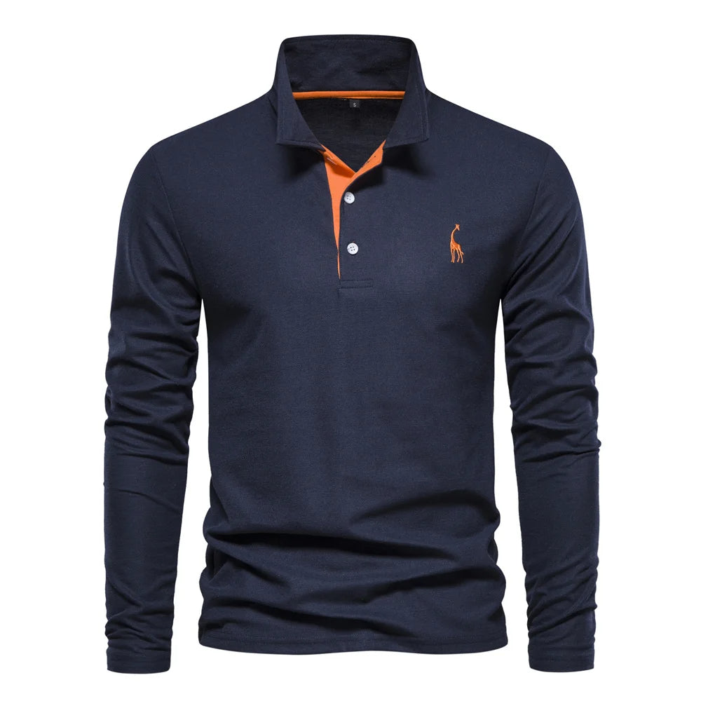 Herren Polo Pullover Langarm Warm
